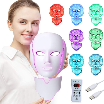 Beli 7 Led Light Masker Wajah Terapi Perawatan Kulit Lampu Biru & Merah Untuk Masker Foton Jerawat pembuatan online