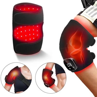 Infrared LED Knee Brace dengan Vibration & Heat 660/850nm Perangkat Terapi Cahaya Merah untuk Arthritis, Pemulihan Cedera & Pengendalian Nyeri
